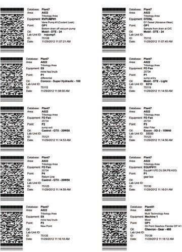 Рис. 12-5: "Маршрут" точек, представленный последовательными машиночитаемыми этикетками проб. Предоставлен компанией Emerson OilView